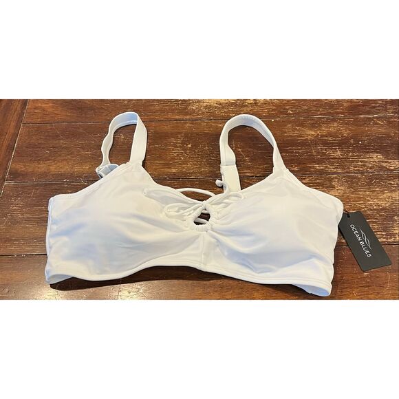 Ocean Blues Retro Cutout Bikini Tops for Lace Up Back Padded Swimsuit Top - L - Picture 3 of 7